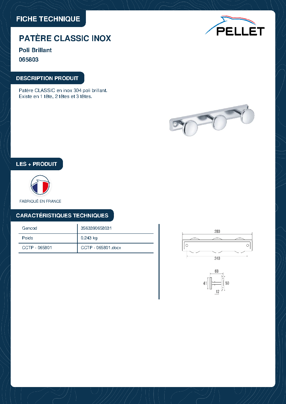 Fiche technique fournisseur