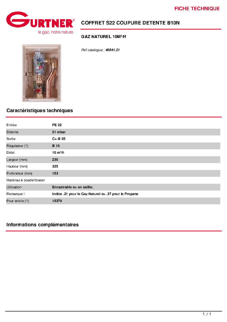 Fiche technique fournisseur