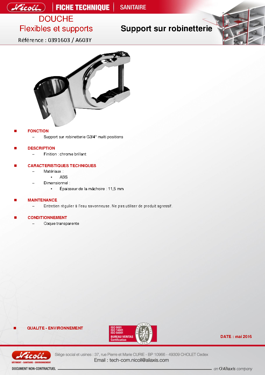 Fiche technique fournisseur