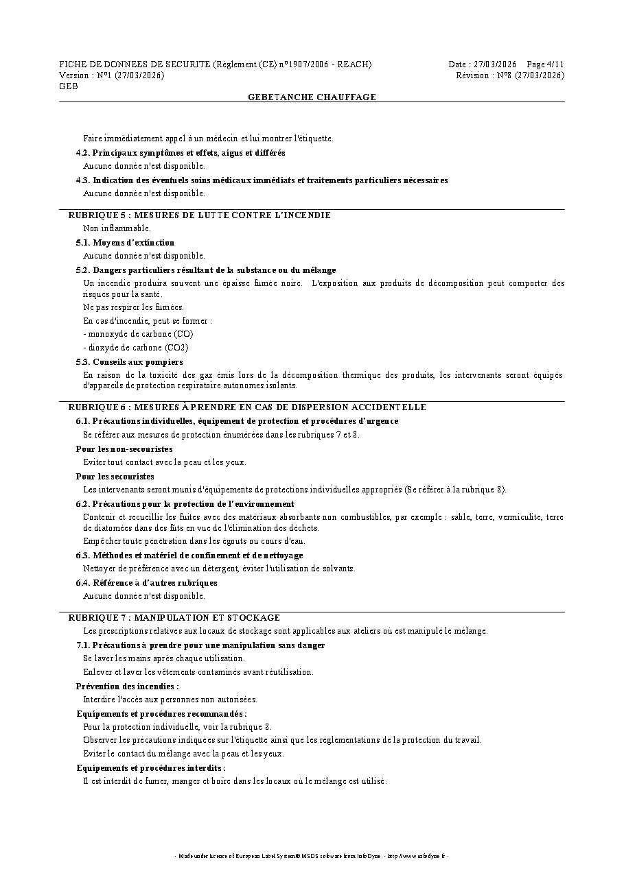 Fiche technique fournisseur