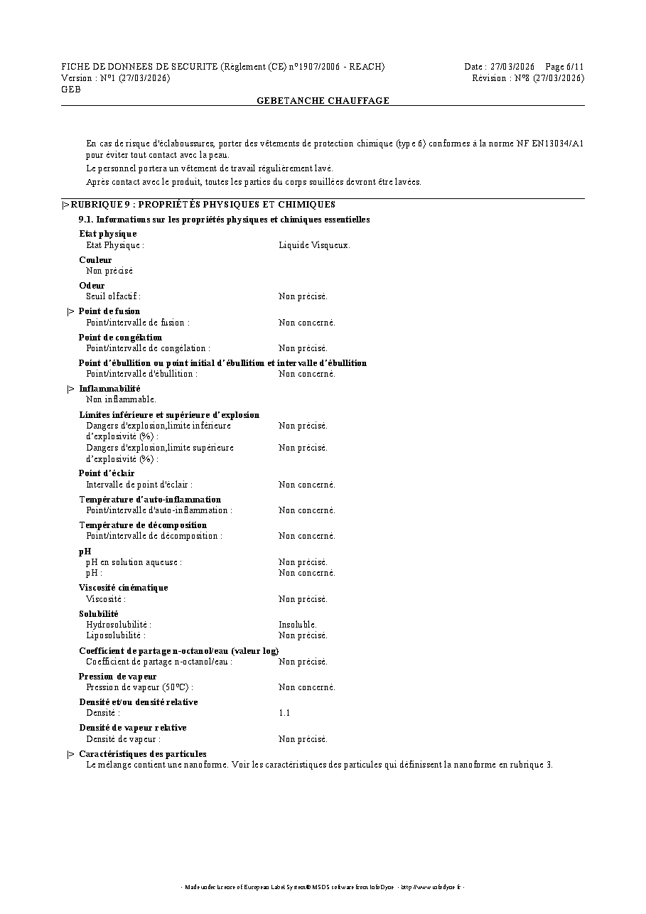 Fiche technique fournisseur
