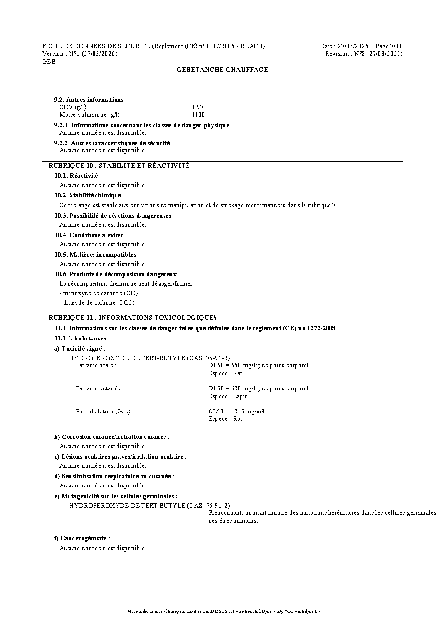 Fiche technique fournisseur