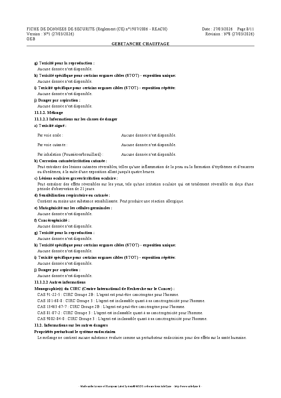 Fiche technique fournisseur