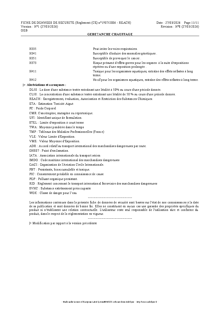 Fiche technique fournisseur