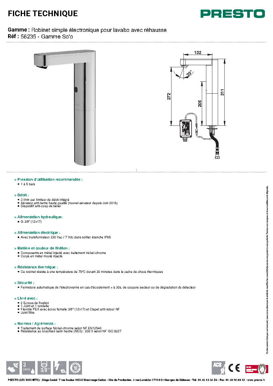 Fiche technique fournisseur
