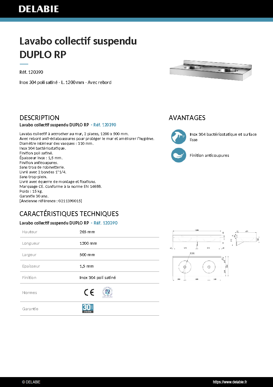 Fiche technique fournisseur
