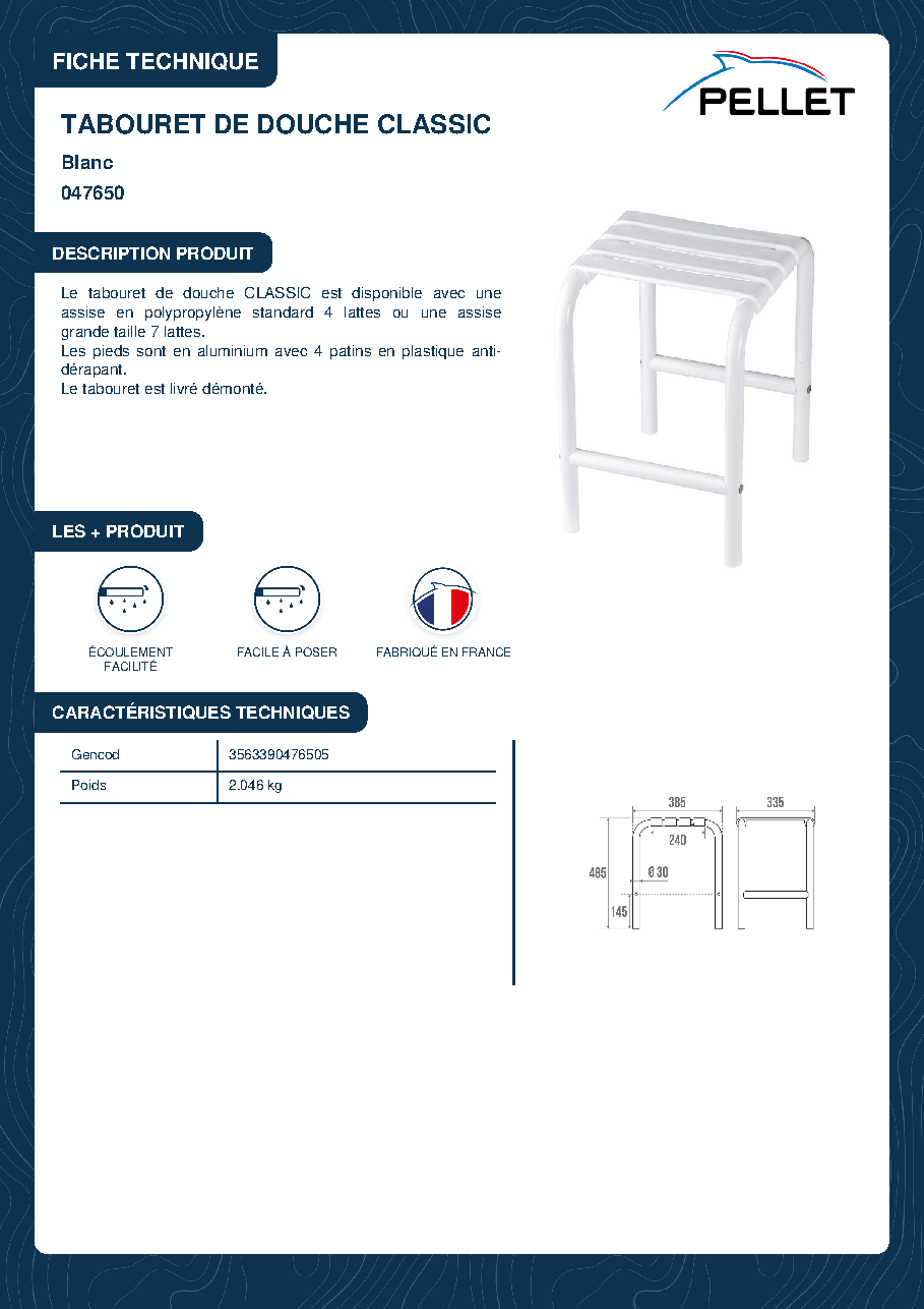Fiche technique fournisseur