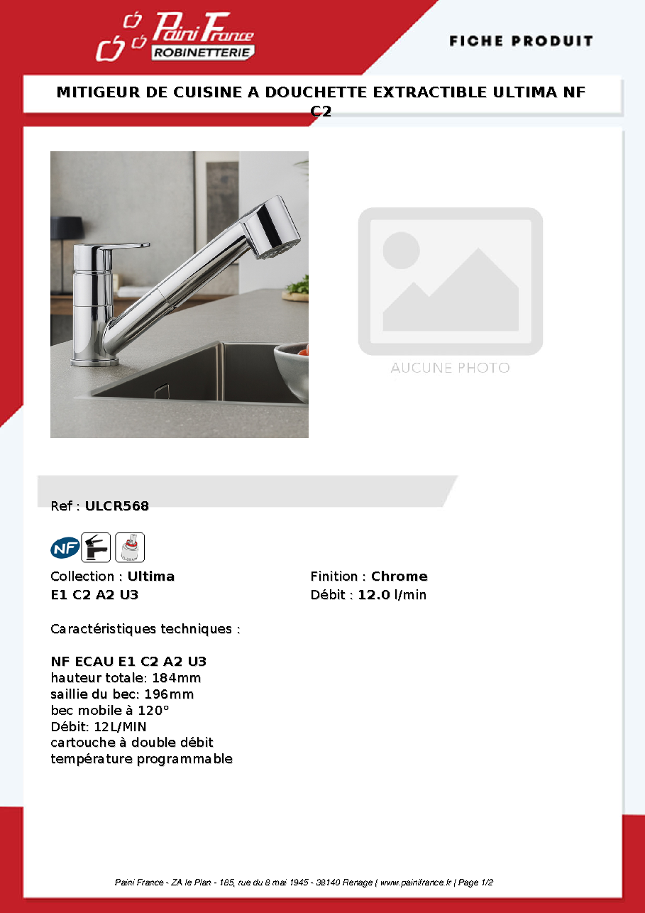 Fiche technique fournisseur