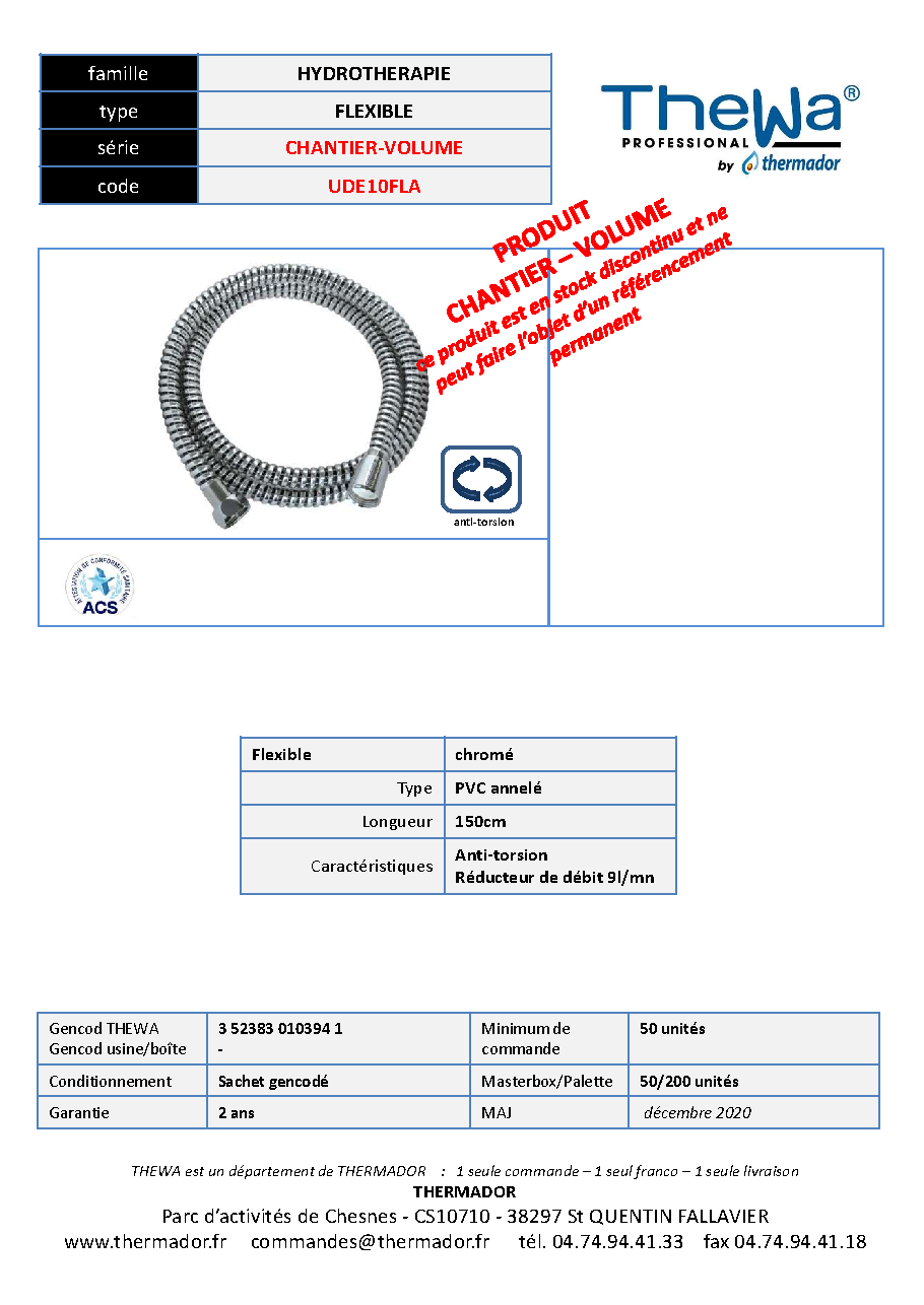 Fiche technique fournisseur