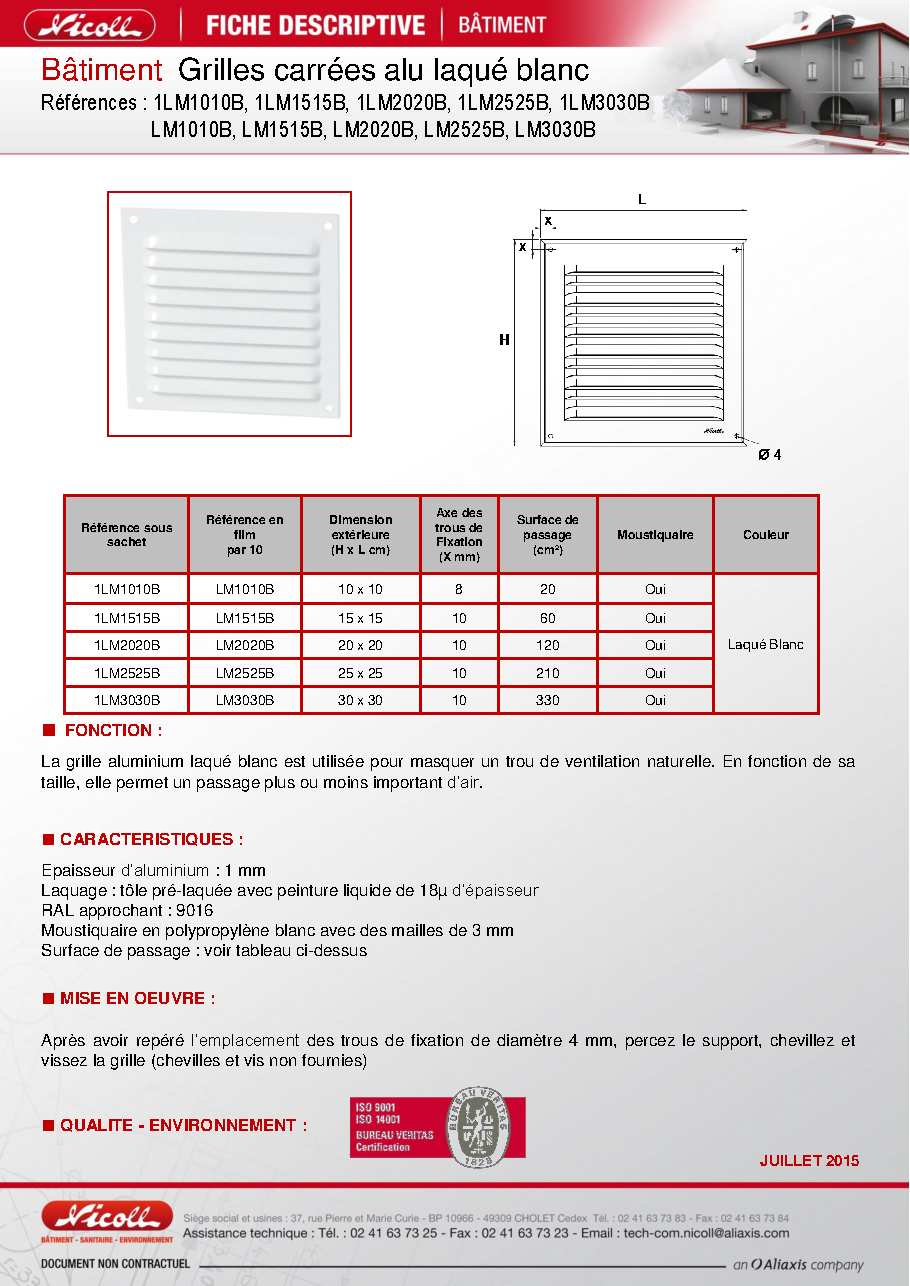 Fiche technique fournisseur