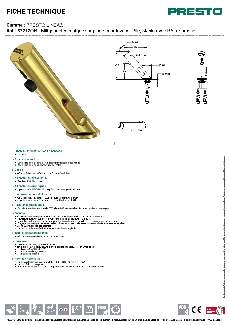 Fiche technique fournisseur