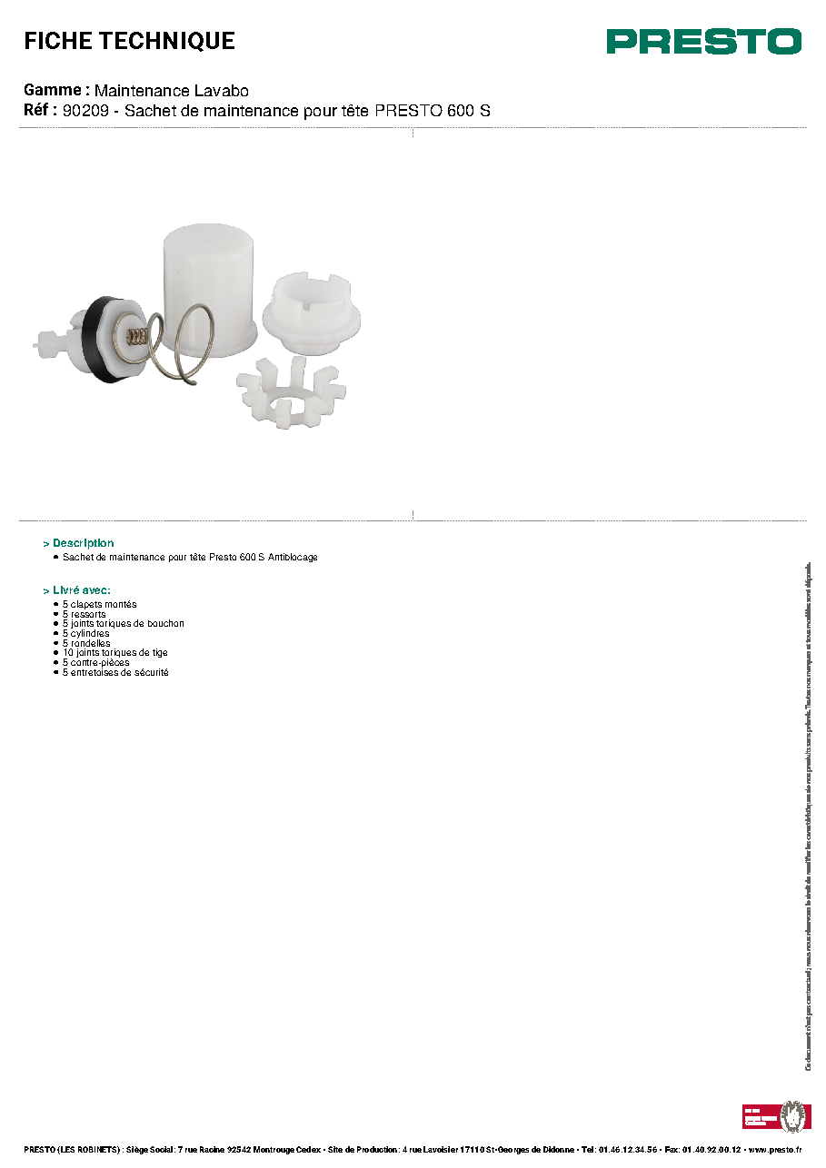 Fiche technique fournisseur
