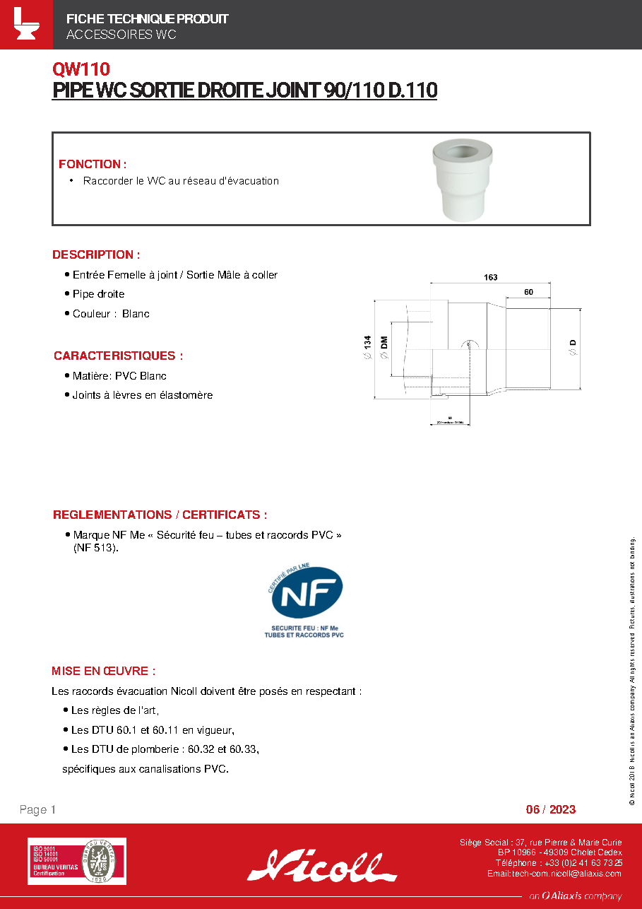 Fiche technique fournisseur