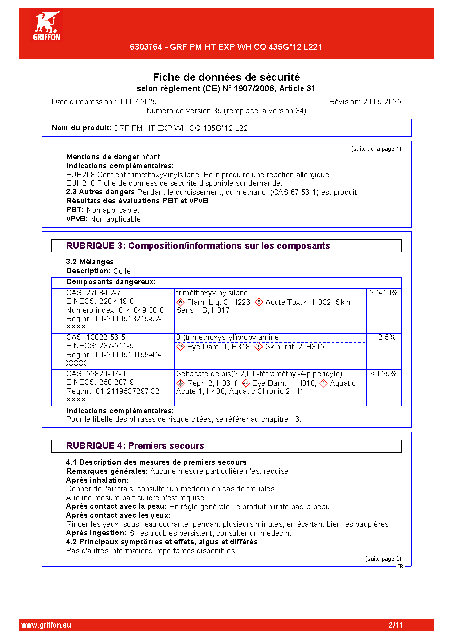Fiche technique fournisseur