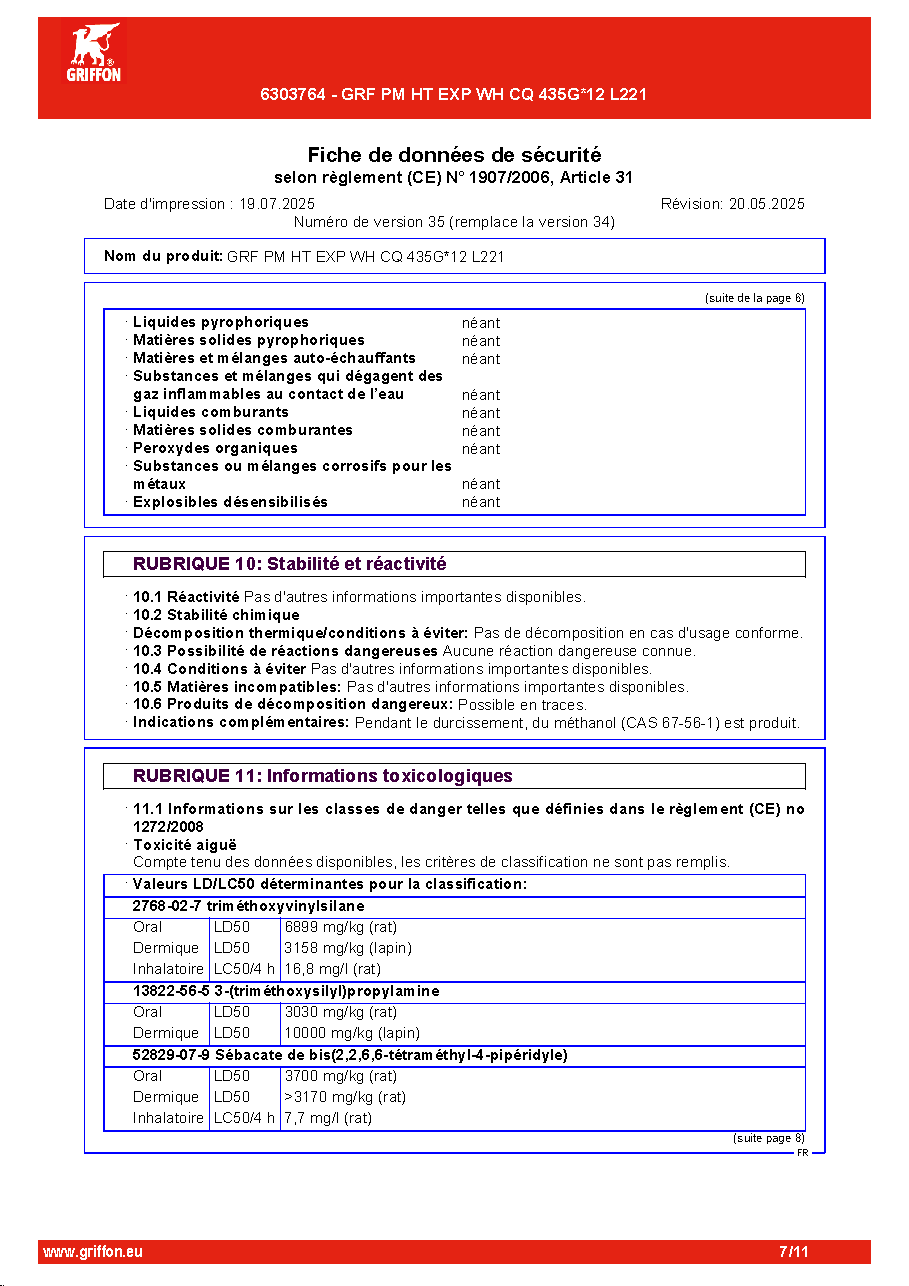 Fiche technique fournisseur