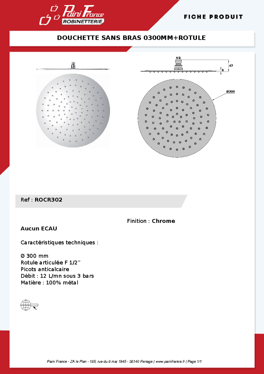 Fiche technique fournisseur