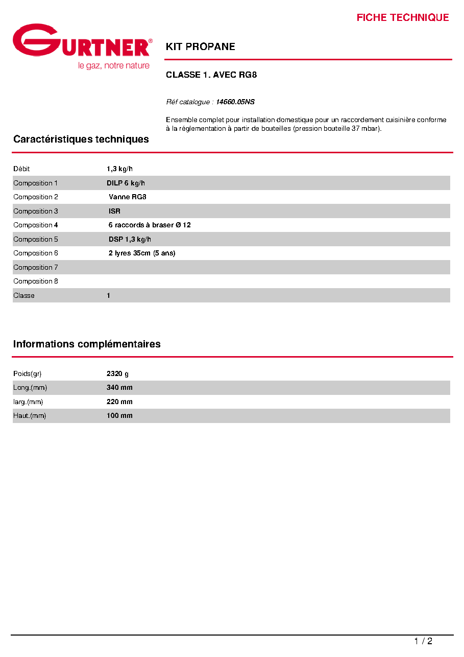 Fiche technique fournisseur