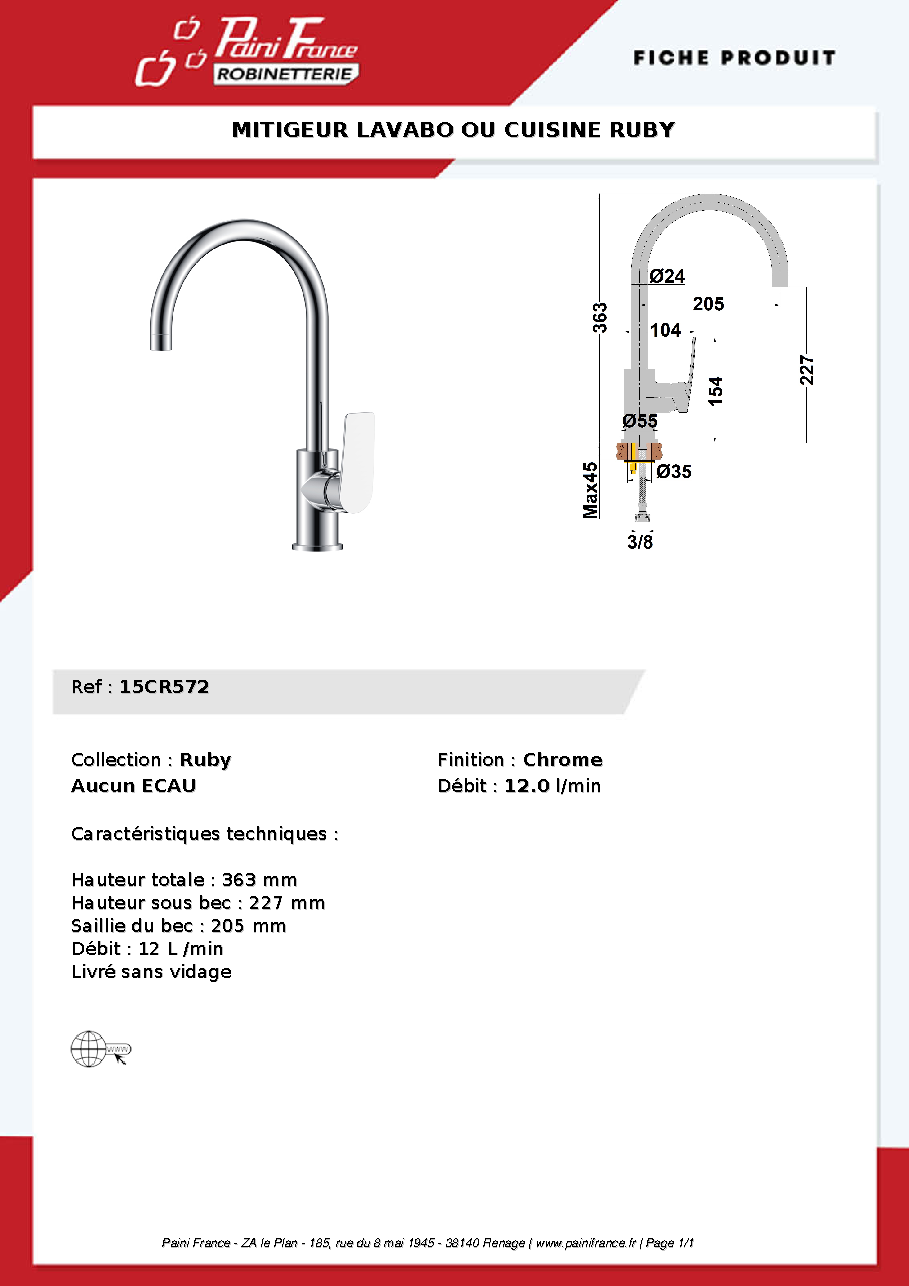 Fiche technique fournisseur