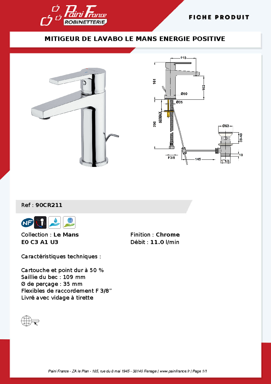Fiche technique fournisseur