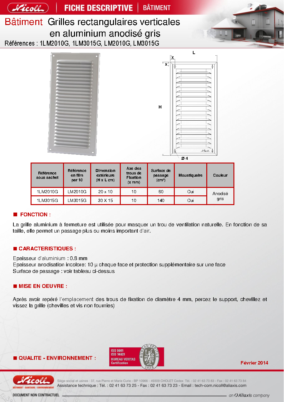 Fiche technique fournisseur