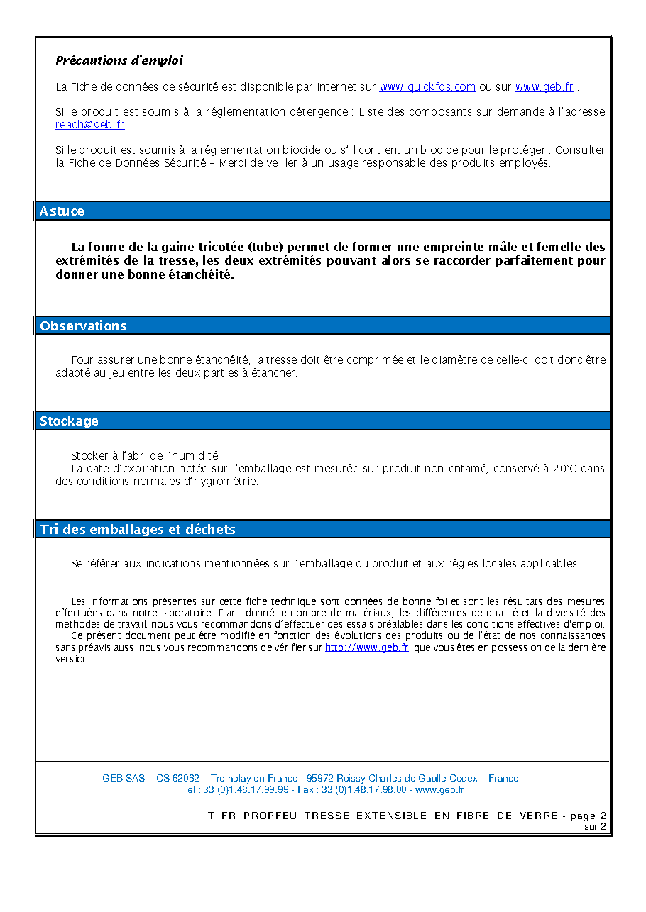 Fiche technique fournisseur