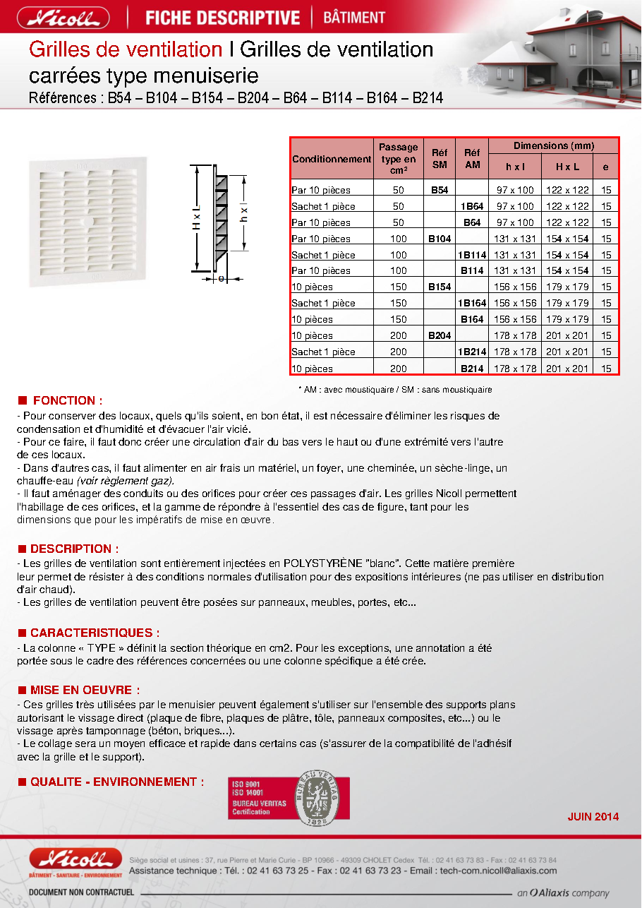 Fiche technique fournisseur