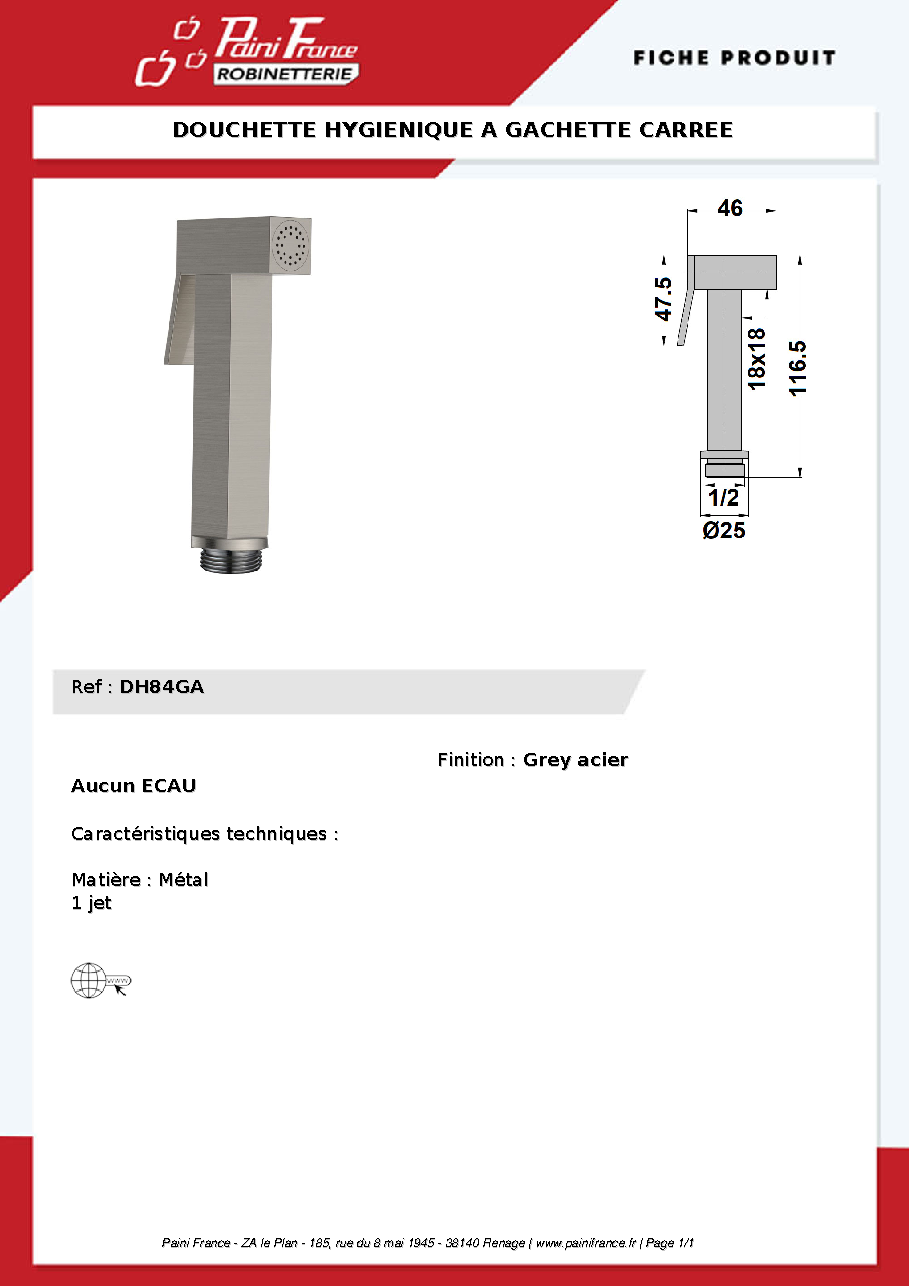 Fiche technique fournisseur