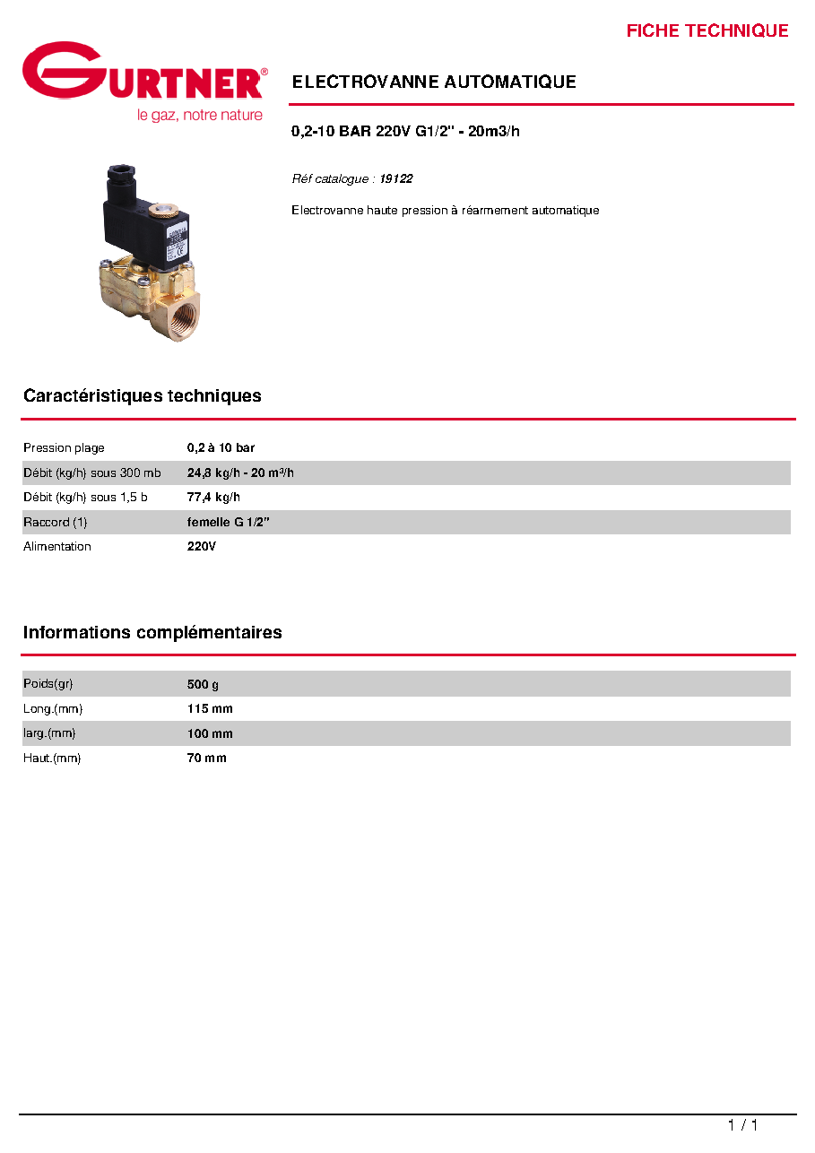 Fiche technique fournisseur