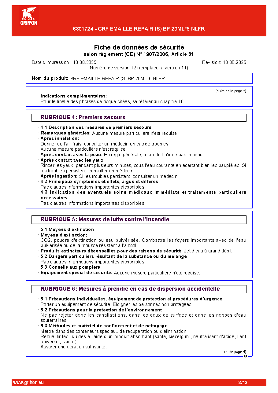 Fiche technique fournisseur