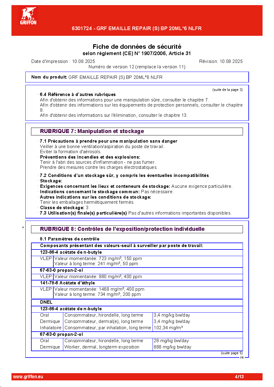 Fiche technique fournisseur