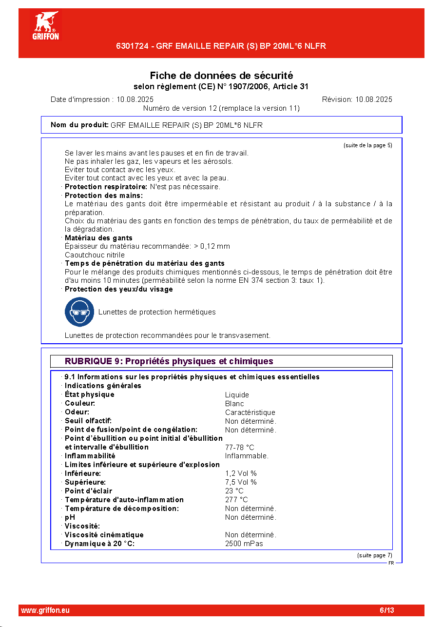 Fiche technique fournisseur