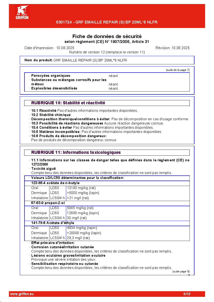 Fiche technique fournisseur