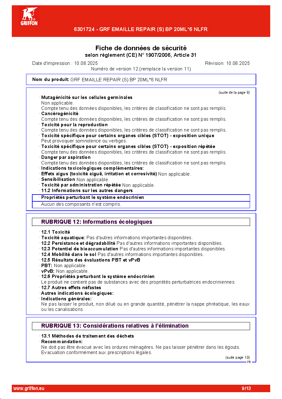 Fiche technique fournisseur