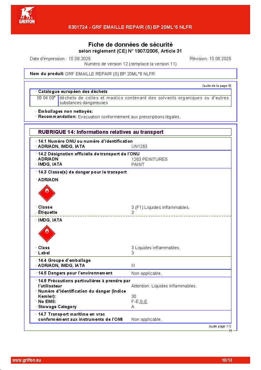 Fiche technique fournisseur