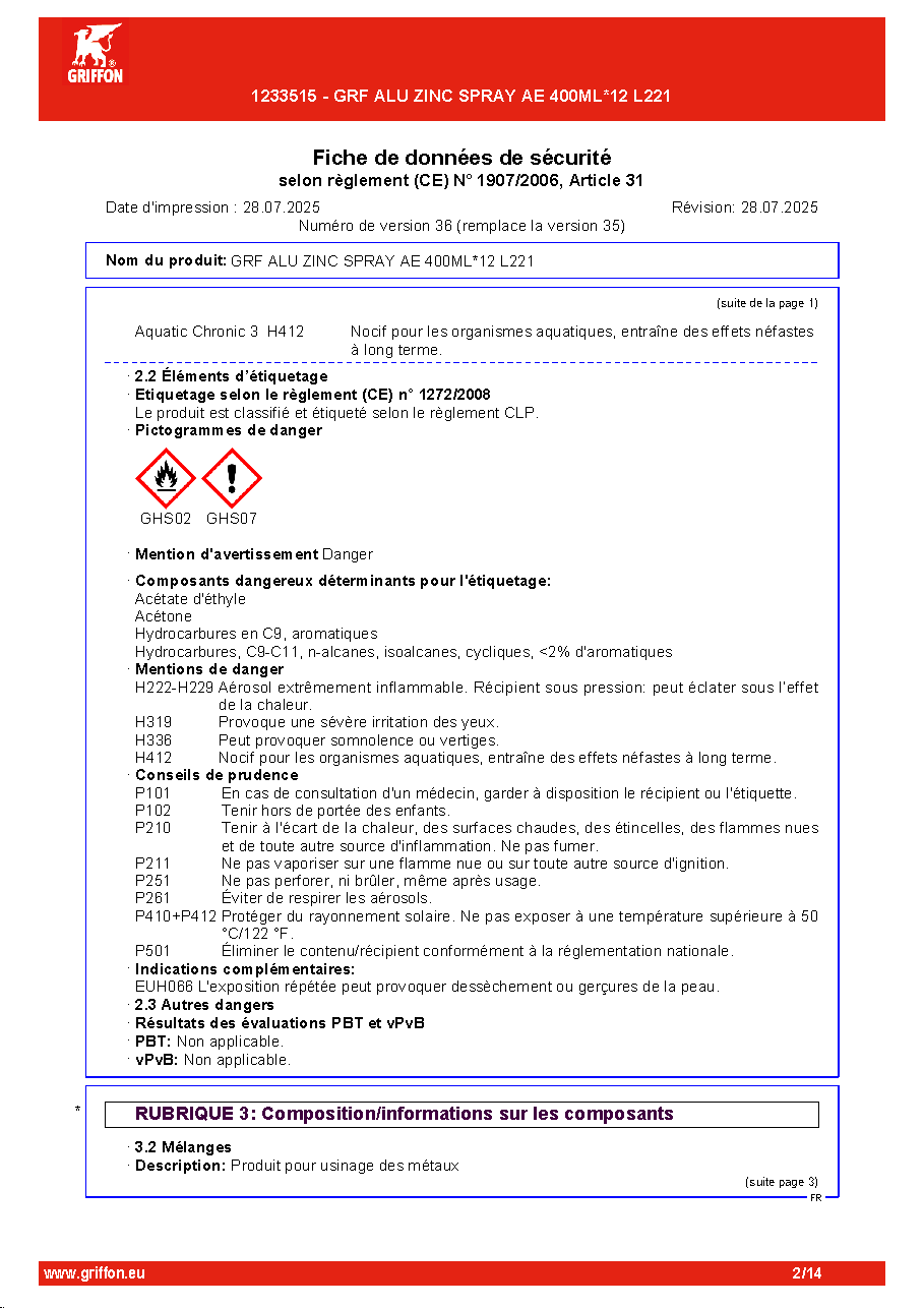 Fiche technique fournisseur