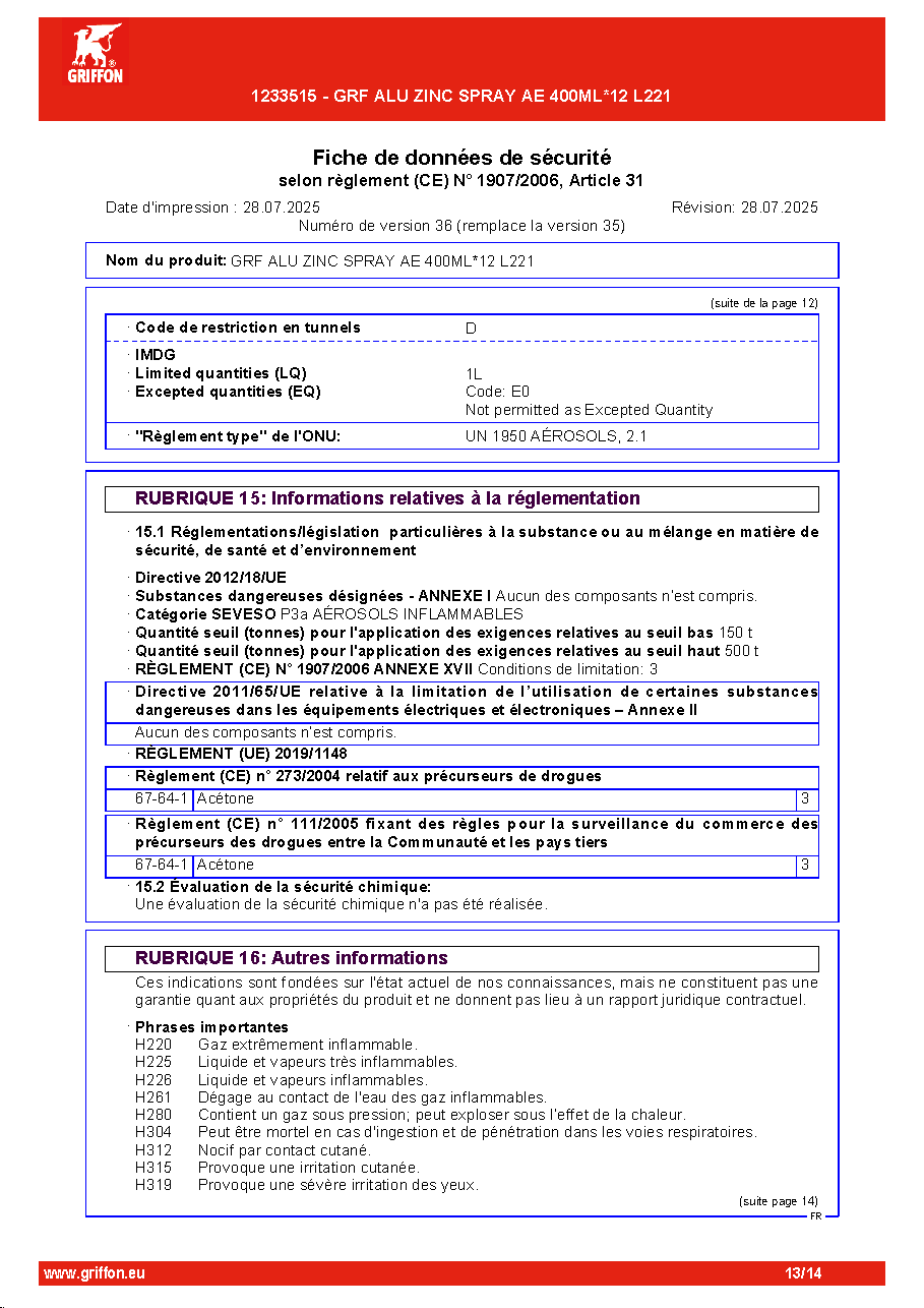 Fiche technique fournisseur