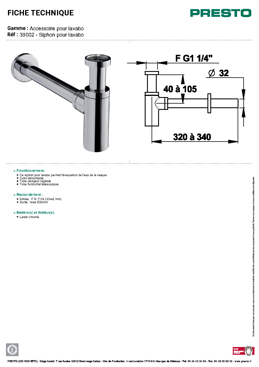 Fiche technique fournisseur