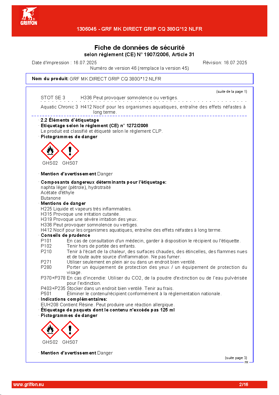 Fiche technique fournisseur