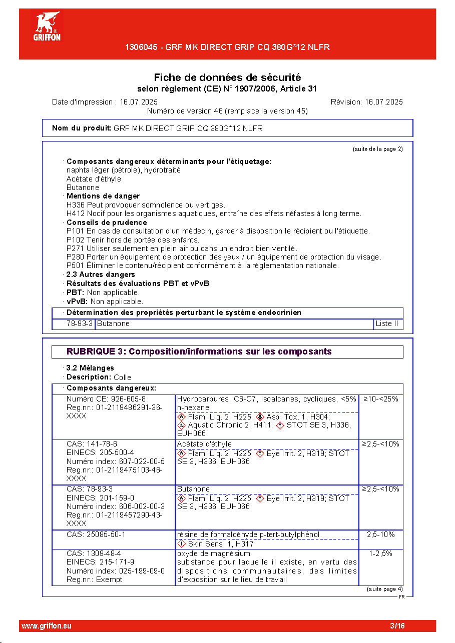 Fiche technique fournisseur