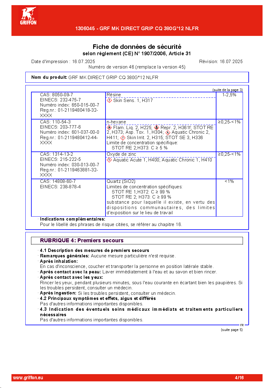 Fiche technique fournisseur