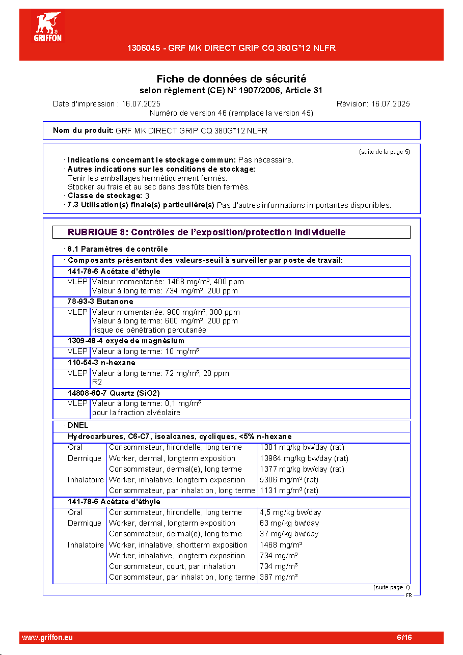 Fiche technique fournisseur