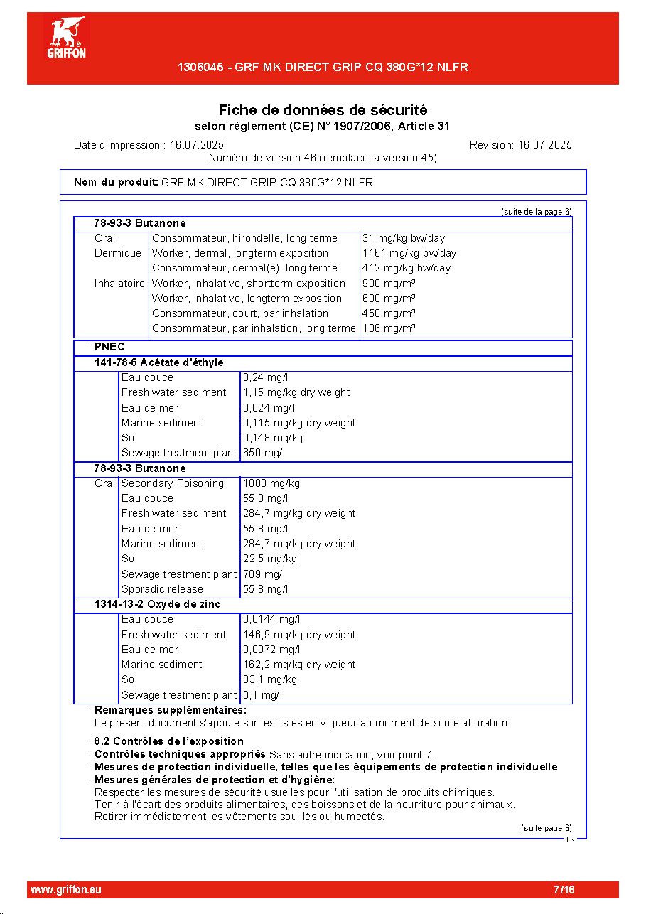 Fiche technique fournisseur