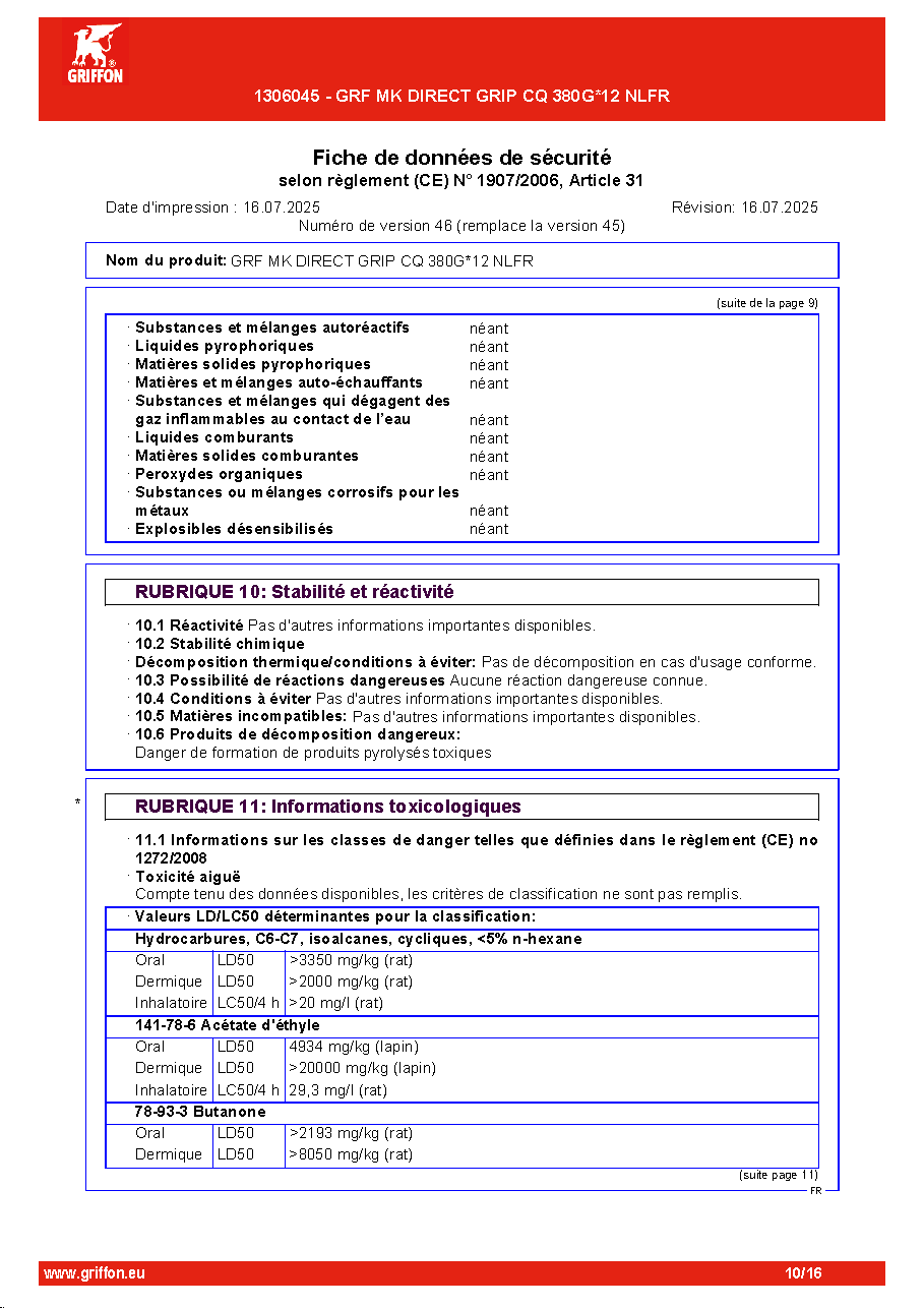 Fiche technique fournisseur