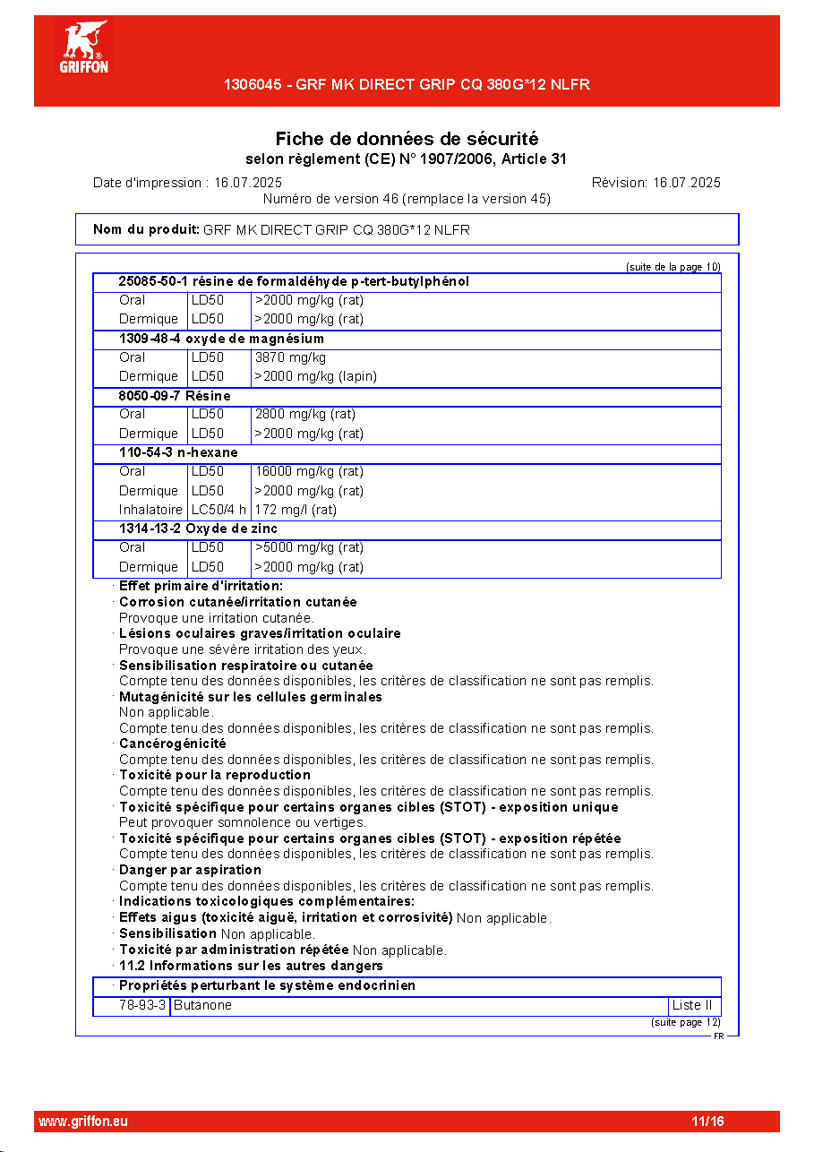 Fiche technique fournisseur