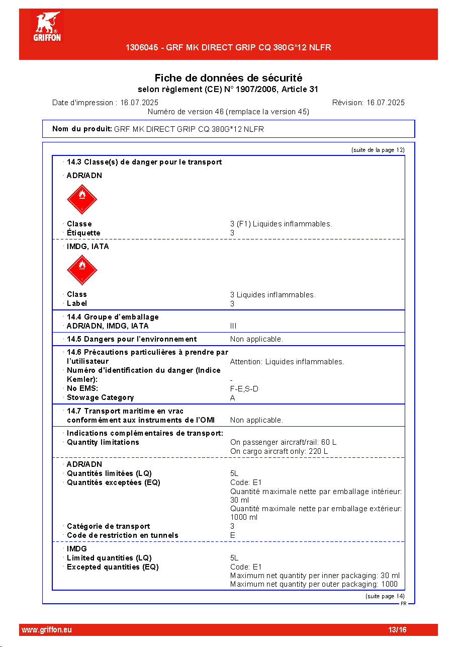 Fiche technique fournisseur