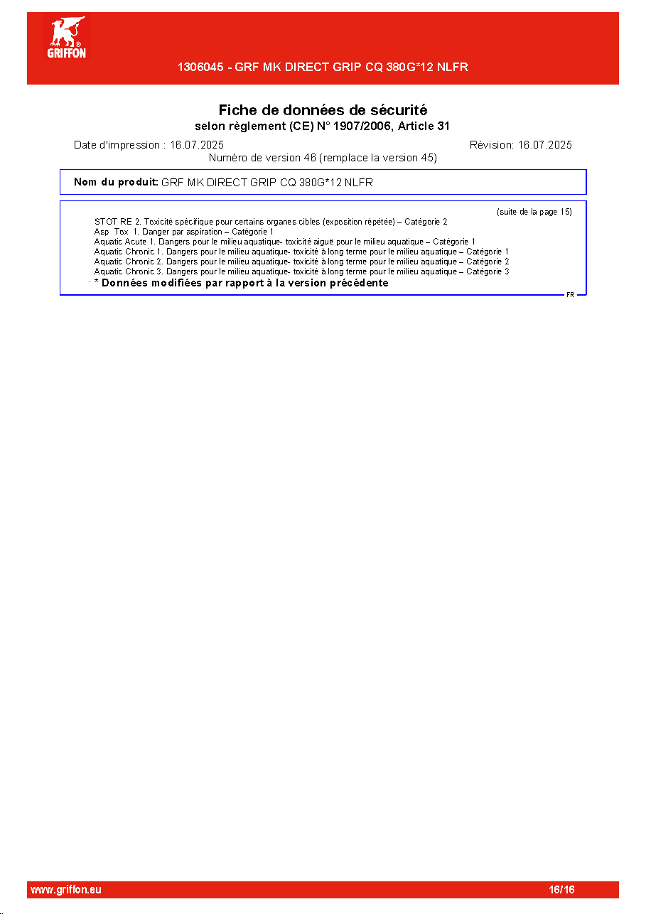 Fiche technique fournisseur
