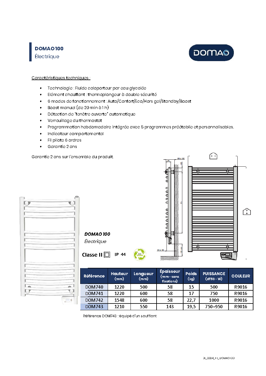 Fiche technique fournisseur