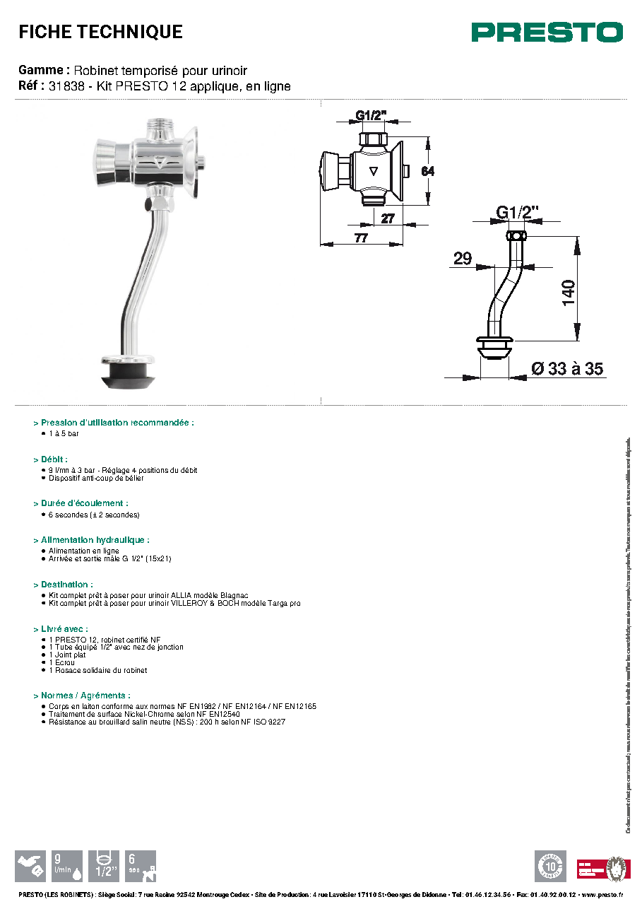 Fiche technique fournisseur