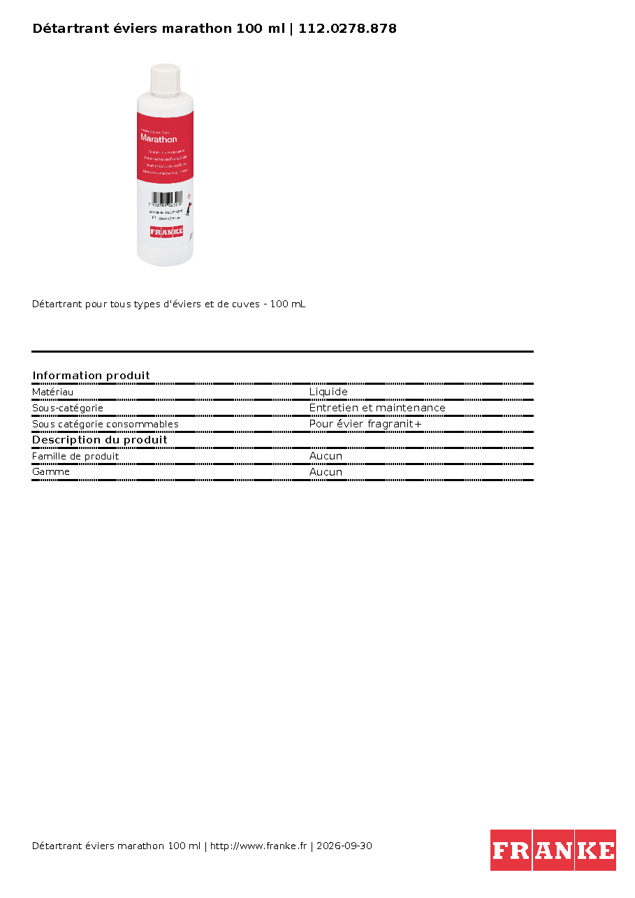 Fiche technique fournisseur