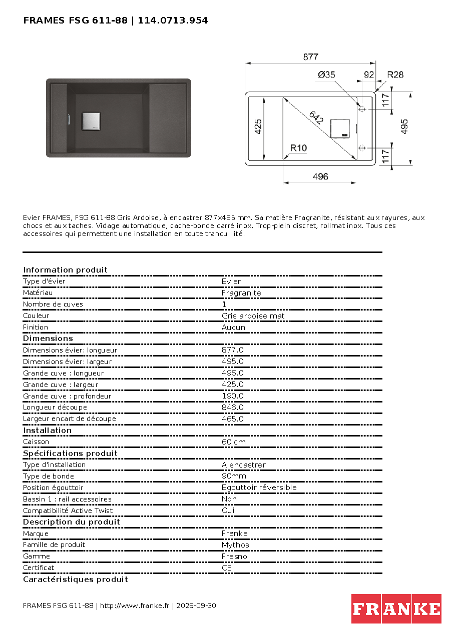 Fiche technique fournisseur